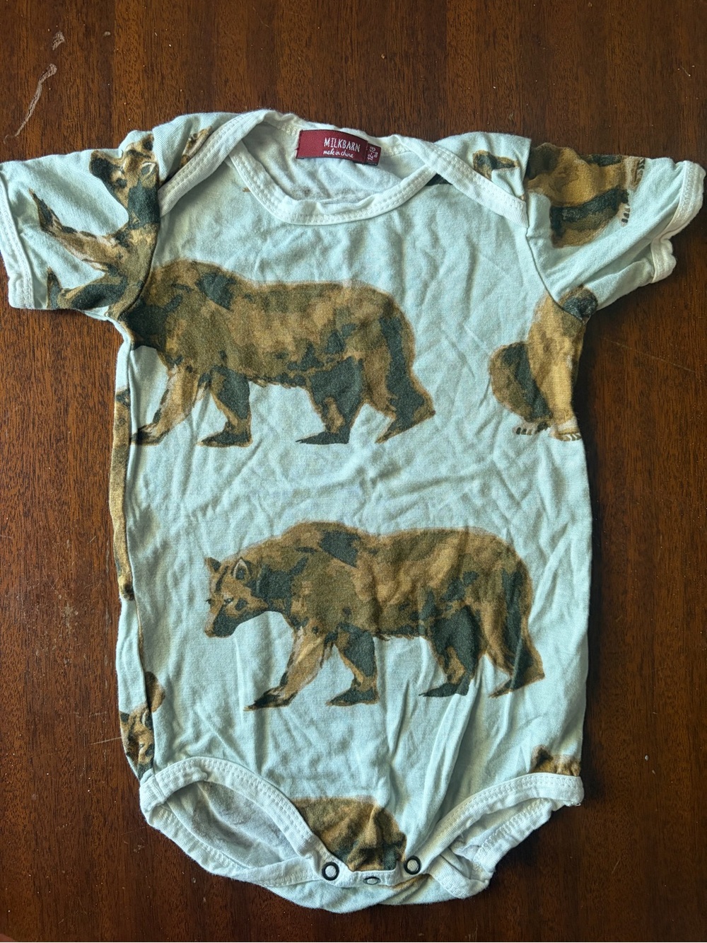Milkbarn Light Blue Bear Print One-Piece
